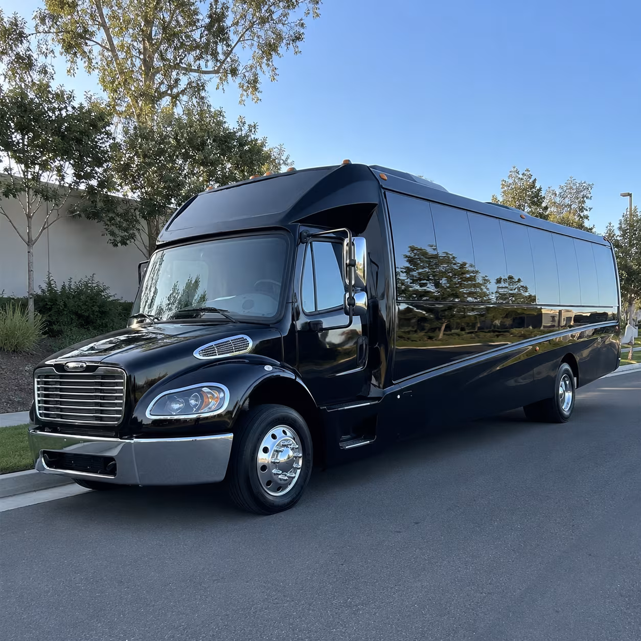 a wedding party bus makes the ride part of the celebration