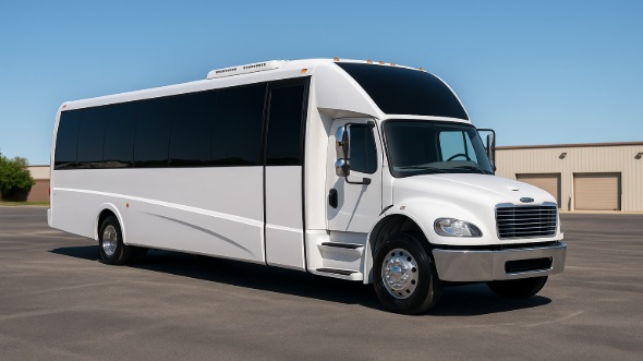 Exterior of Charter Bus Company Cupertino's 28 Passenger Mini bus in Cupertino