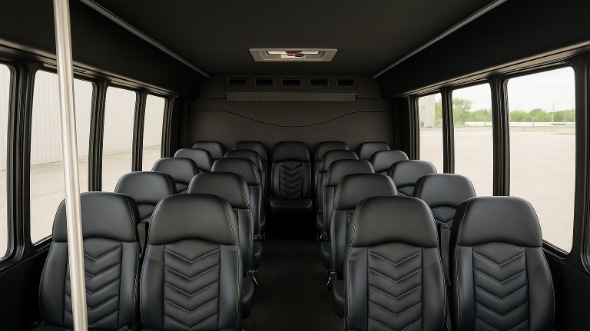 Interior of Charter Bus Company Cupertino's 28 Passenger Mini bus in Cupertino