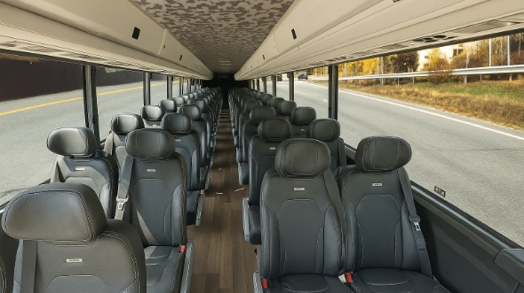 Interior of Charter Bus Company Cupertino's 35 Passenger Minibus in Cupertino