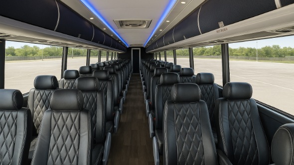 Interior of Charter Bus Company Cupertino's 50 Passenger Charter Bus in Cupertino