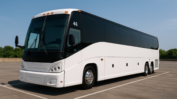 Exterior of Charter Bus Company Cupertino's 54 Passenger Charter Bus in Cupertino