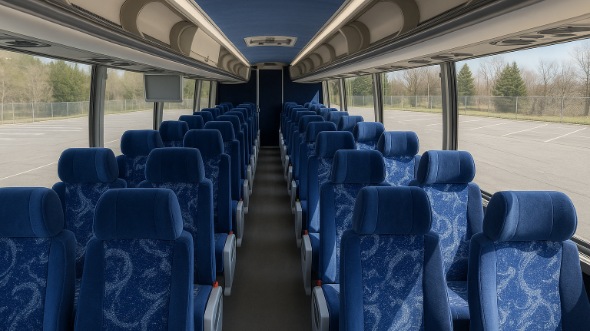 Interior of Charter Bus Company Cupertino's 55 Passenger Charter Bus in Cupertino