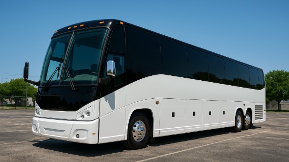 Exterior of Charter Bus Company Cupertino's 56 Passenger Charter Bus in Cupertino