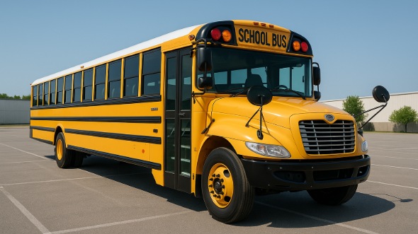 Exterior of Charter Bus Company Cupertino's School Bus in Cupertino