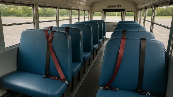 Interior of Charter Bus Company Cupertino's School Bus in Cupertino