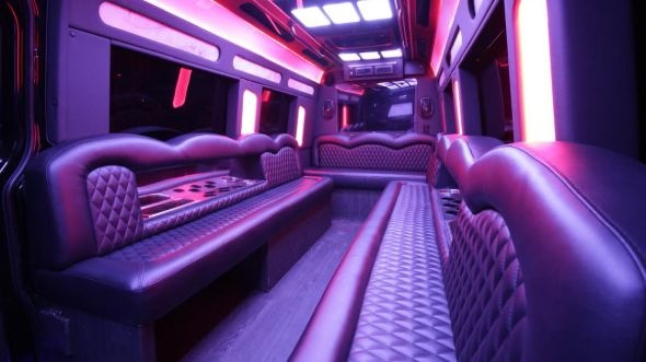 Interior of Charter Bus Company Cupertino's Sprinter Limo in Cupertino